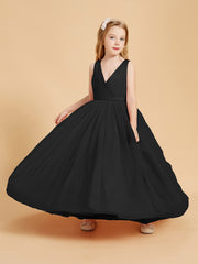 Robes de Demoiselle d'Honneur Junior en Tulle avec Haut en Satin Noir