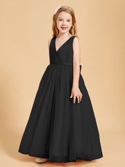 Robes de Demoiselle d'Honneur Junior en Tulle avec Haut en Satin Noir