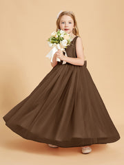 Robes de Demoiselle d'Honneur Junior en Tulle avec Haut en Satin Brun