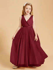 Robes de Demoiselle d'Honneur Junior en Tulle avec Haut en Satin Bordeaux