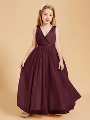Robes de Demoiselle d'Honneur Junior en Tulle avec Haut en Satin Cabernet