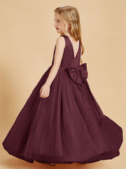 Robes de Demoiselle d'Honneur Junior en Tulle avec Haut en Satin Cabernet