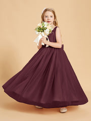 Robes de Demoiselle d'Honneur Junior en Tulle avec Haut en Satin Cabernet