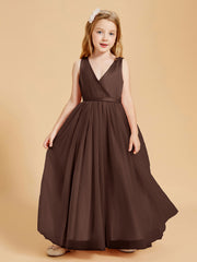 Robes de Demoiselle d'Honneur Junior en Tulle avec Haut en Satin Chocolat