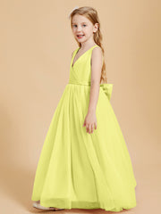 Robes de Demoiselle d'Honneur Junior en Tulle avec Haut en Satin Jonquille