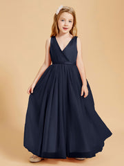 Robes de Demoiselle d'Honneur Junior en Tulle avec Haut en Satin Bleu Marine
