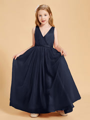 Robes de Demoiselle d'Honneur Junior en Tulle avec Haut en Satin Bleu Marine