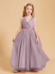 Robes de Demoiselle d'Honneur Junior en Tulle avec Haut en Satin Dusk