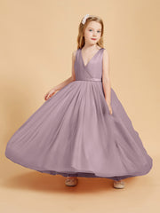 Robes de Demoiselle d'Honneur Junior en Tulle avec Haut en Satin Dusk