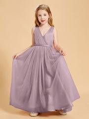 Robes de Demoiselle d'Honneur Junior en Tulle avec Haut en Satin Dusk