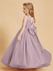 Robes de Demoiselle d'Honneur Junior en Tulle avec Haut en Satin Dusk