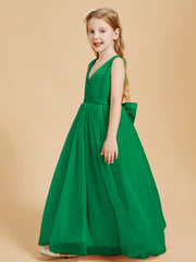 Robes de Demoiselle d'Honneur Junior en Tulle avec Haut en Satin Emeraude