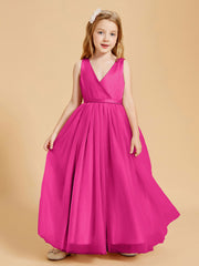 Robes de Demoiselle d'Honneur Junior en Tulle avec Haut en Satin Fuchsia