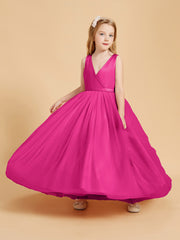 Robes de Demoiselle d'Honneur Junior en Tulle avec Haut en Satin Fuchsia