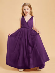 Robes de Demoiselle d'Honneur Junior en Tulle avec Haut en Satin Raisin