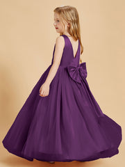 Robes de Demoiselle d'Honneur Junior en Tulle avec Haut en Satin Raisin