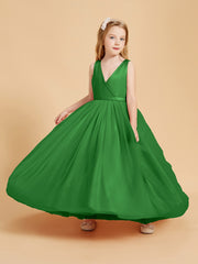 Robes de Demoiselle d'Honneur Junior en Tulle avec Haut en Satin Vert