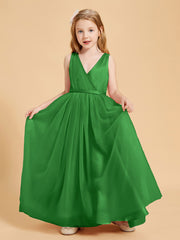 Robes de Demoiselle d'Honneur Junior en Tulle avec Haut en Satin Vert