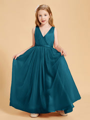 Robes de Demoiselle d'Honneur Junior en Tulle avec Haut en Satin Bleu Encre
