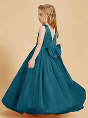 Robes de Demoiselle d'Honneur Junior en Tulle avec Haut en Satin Bleu Encre