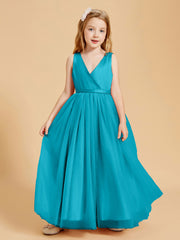 Robes de Demoiselle d'Honneur Junior en Tulle avec Haut en Satin Jade