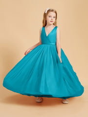 Robes de Demoiselle d'Honneur Junior en Tulle avec Haut en Satin Jade