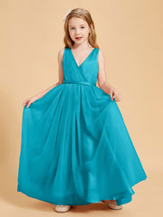 Robes de Demoiselle d'Honneur Junior en Tulle avec Haut en Satin Jade