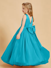 Robes de Demoiselle d'Honneur Junior en Tulle avec Haut en Satin Jade