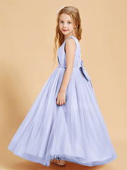 Robes de Demoiselle d'Honneur Junior en Tulle avec Haut en Satin Lavande