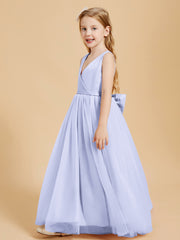 Robes de Demoiselle d'Honneur Junior en Tulle avec Haut en Satin Lavande
