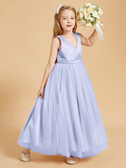 Robes de Demoiselle d'Honneur Junior en Tulle avec Haut en Satin Lavande