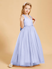 Robes de Demoiselle d'Honneur Junior en Tulle avec Haut en Satin Lavande