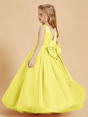 Robes de Demoiselle d'Honneur Junior en Tulle avec Haut en Satin Citron