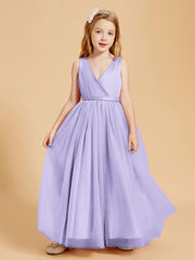 Robes de Demoiselle d'Honneur Junior en Tulle avec Haut en Satin Lilas