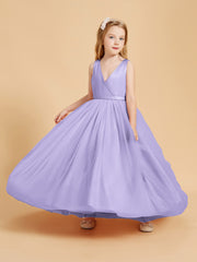 Robes de Demoiselle d'Honneur Junior en Tulle avec Haut en Satin Lilas