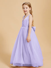 Robes de Demoiselle d'Honneur Junior en Tulle avec Haut en Satin Lilas