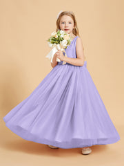 Robes de Demoiselle d'Honneur Junior en Tulle avec Haut en Satin Lilas