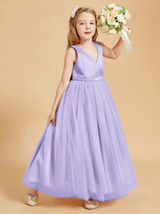 Robes de Demoiselle d'Honneur Junior en Tulle avec Haut en Satin Lilas