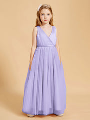Robes de Demoiselle d'Honneur Junior en Tulle avec Haut en Satin Lilas