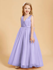 Robes de Demoiselle d'Honneur Junior en Tulle avec Haut en Satin Lilas