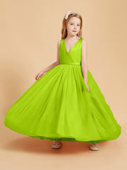 Robes de Demoiselle d'Honneur Junior en Tulle avec Haut en Satin Vert Citron