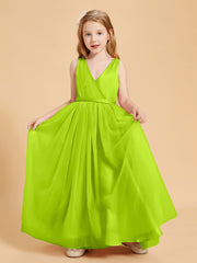 Robes de Demoiselle d'Honneur Junior en Tulle avec Haut en Satin Vert Citron