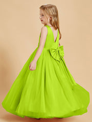 Robes de Demoiselle d'Honneur Junior en Tulle avec Haut en Satin Vert Citron
