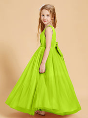 Robes de Demoiselle d'Honneur Junior en Tulle avec Haut en Satin Vert Citron