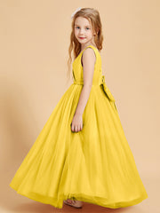 Robes de Demoiselle d'Honneur Junior en Tulle avec Haut en Satin Souci