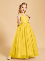 Robes de Demoiselle d'Honneur Junior en Tulle avec Haut en Satin Souci