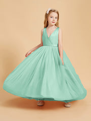 Robes de Demoiselle d'Honneur Junior en Tulle avec Haut en Satin Vert Menthe