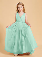 Robes de Demoiselle d'Honneur Junior en Tulle avec Haut en Satin Vert Menthe