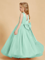 Robes de Demoiselle d'Honneur Junior en Tulle avec Haut en Satin Vert Menthe