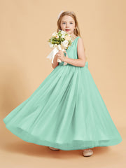 Robes de Demoiselle d'Honneur Junior en Tulle avec Haut en Satin Vert Menthe
